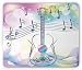 Produktbild Music Mouse Pad, Abstract Image Backdrop with Guitar Musical Notes Star Beam Design, Standard Size Rectangle Non-Slip Rubber Mousepad, Light Blue Pink and White