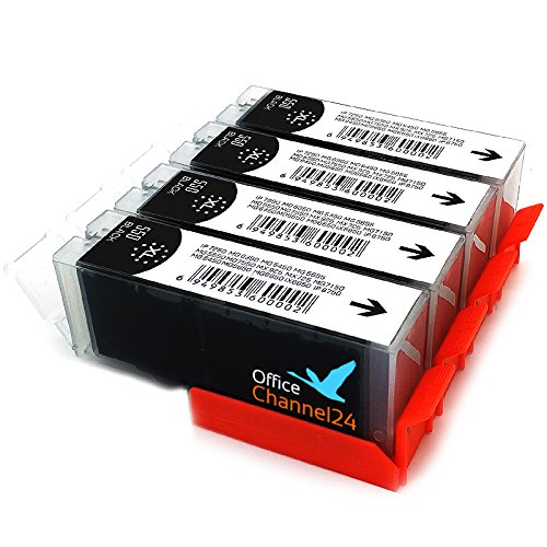 4 Druckerpatronen kompatibel zu PGI 550 schwarz pgbk XL MIT CHIP und Füllstandanzeige für Canon Pixma iP7250 MG5450 MG6350 MG7550 MG6650 MG5650 MX725 MX925 PGI 550 BK