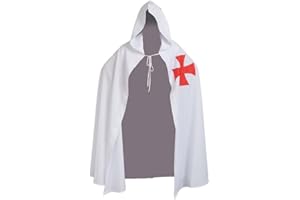 BLESSUME Medieval Templar Knight Cloak Hospitaller Hooded Robe Cape