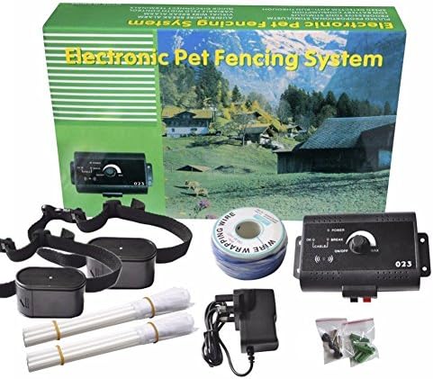 Chuangke Electric Dog Fence Wired Containment System - Radio Wireless Fences Rainproof Dogs Fence with Water Resistant Receiver Collar Safety Outdoor Pet Perimeter Hidden Electric Fence (2 dogs)