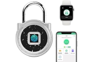 eLinkSmart Candado digital con cerradura para gimnasio, con huella dactilar, autorizada remotamente, IP65, impermeable, cerradura sin llave, centro de natación, mochila, equipaje de viaje, plateado