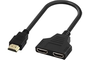 OUPDATE Cavo Sdoppiatore HDMI 1080p 1 Ingresso 2 Uscite 30cm Adattatore HDMI Maschio con Doppia Presa Femmina Simultaneo Sdoppio Splitter per Duplicazione Simultanea per HDTV Monitor Adaptateur répartiteur