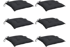 vidaXL Lot de 6 Coussins de Palette, Galette de Siège Imperméable, Coussin de Jardin, Décoration d'Extérieur Terrasse, Noir 50x50x7 cm Tissu Oxford