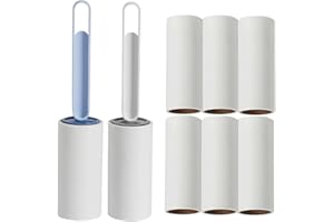PetFizz Lint Roller & Refill Sets, 2 Lint Rollers + 6 Replacements 480 Sheets, Sticky Lint Roller for Clothes, Pet Hair Remover for Cat, Dog, Dust and Hair on Carpets, Sofas, Cars
