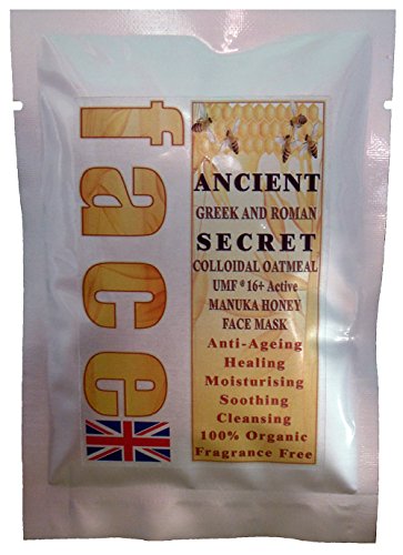Manuka Honey UMF 16+ & Colloidal Oatmeal Organic Face Mask/Masque Anti Aging, Psoriasis, Eczema, Acne Treatment. (1 Treatment Sachet, 20 grams)