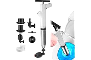 DUEBEL Drain Clog Remover Drain Snake Toilet Plunger with Holder Snake Drain Clog Remover Plungers for Bathroom Toilet Unblocker Sink Plunger Plumbing Snake (White)