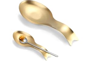 OXTXO Stainless Steel Spoon Rest for Stove Top & Kitchen Counter – Large Utensil Holder for Cooking Spoons, Spatulas, Ladles – Rust-Resistant, Dishwasher Safe (1, Gold)