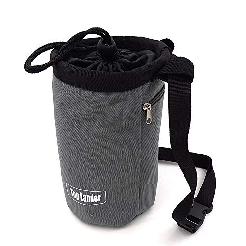 Gris Sac à Magnésie Pour L'escalade, L'haltérophilie, a Chalk Bag avec La Poche Zippée, La Bandoulière Réglable et Ceinture à Clip Rapide
