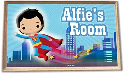 Coolrideplates® Personalised Children's Bedroom Door Plaque Sign featuring Superboy theme