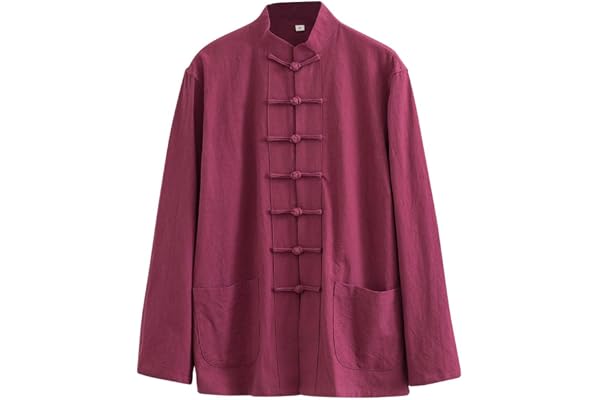 Veste Kung Fu Loose, Tai Chi Uniforme Hommes Chinoise Kung Fu Vêtements Coton Linge de Linge Vêtements Chun, Manches Longues Tang Costume Hanfu Veste Hanfu Couteau D red-5XL