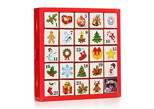 English Tea Shop Organic Christmas Ornaments Advent Calendar (Pack of 2, Total 50 Pyramid Tea Bags)