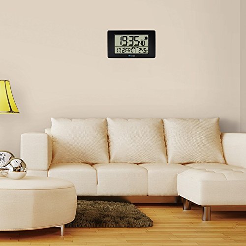 iTronics Digitale Funkwanduhr Tischuhr mit Temperaturanzeige & Countdown-Timer, Schwarz - 7