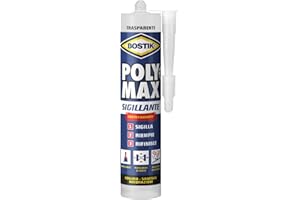 Bostik Poly Max Sigillante Trasparente - Sigillante universale polimerico permanentemente elastico e verniciabile, non ritira e resiste alle muffe