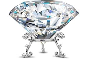 Adwikoso 80MM Large Crystal Diamond Paperweight with Stand Jewels Wedding Decorations Centerpieces Home Decor (3.15 inch)