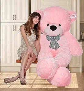 OSJS Toys 4 Feet Teddy Bear with Neck Bow (Pink_4 Feet)