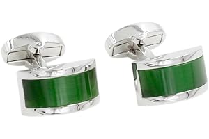 AUSCUFFLINKS Emerald Green Stone Cufflinks | Emerald Wedding Anniversary Present | 55th Wedding Anniversary for Husband | Groomsmen Cufflinks