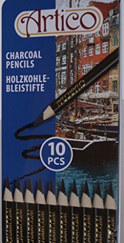 Preisvergleich Produktbild Artico Holzkohle Bleistifte Set 10 Stücke im Metalletui