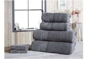 RAPPORT HOME Rapport Luxury Royal Velvet Bathroom 6 Piece Bath Set, Cotton, Grey VELTWL-6-PC-GREY