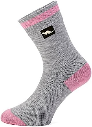 OTTER HOTTER for MEN and WOMEN Waterproof breathable socks By (Small Grey &amp; Pink) For outdoor activities. A blend of synthetic fibres and a unique heat functioning yarn.