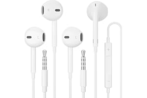KUPRO 2Pack In-Ear Headphones Wired Earphones,3.5mm Jack HiFi Stereo Noise Isolating Headset With Microphone Volume Control Compatible with iPhone iPad Samsung Huawei Android Tablets MP3/MP4 and More device