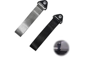 STILLWEN Cuerda de Remolque, 2 Piezas Correa de Remolque Nailon Coche, Universal Correa de Remolque, Tow Strap para Coche de Carreras, Remolque Ojo Correa para Vehículos de Emergencia Remolque(Negro y Gris)