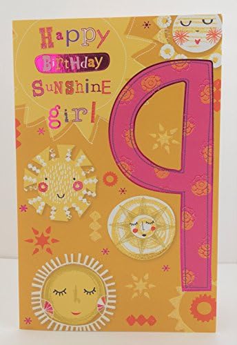 Girl Age 9 Happy Birthday Sunshine Girl Card
