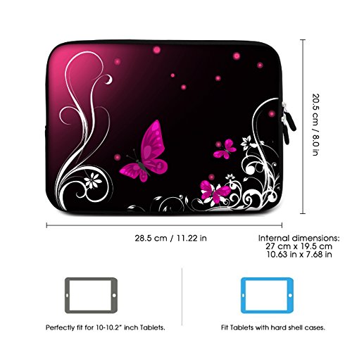 SIDORENKO Tablet PC Tasche f  r 10 - 10 1 Zoll   Universal Tablet Schutzh  lle   H  lle Sleeve Case Etui aus Neopren  Rosa   Schwarz