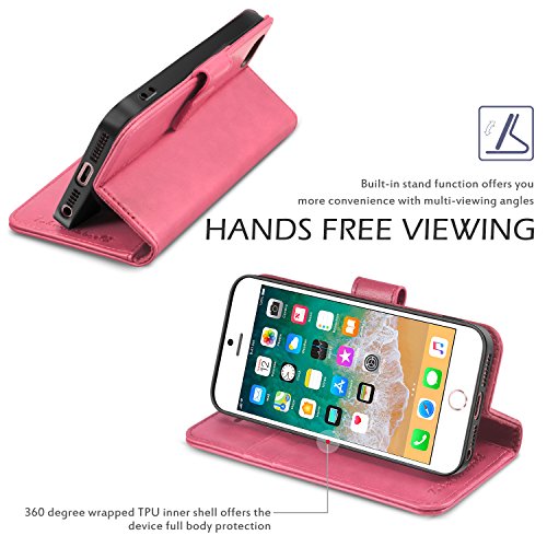 Funda iPhone SE  Funda iPhone 5S  TUCCH Funda Piel para iPhone 5 con Carcasa Interna de TPU  Garant  a de por vida  Soporte Plegable 3 Ranuras para tarjetas Cierre magn  tico Funda Tapa para iPhone SE 5S 5  Rosa