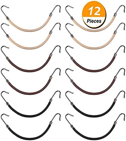 Gutian 12 Pieces Elastic Bands Hair Styling Ponytail Hooks, Black, Brown and Khaki