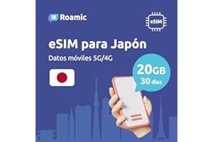 Roamic eSIM Japón para Viajeros - eSIM para Japón - Datos Móviles en 5G/4G y Conexión de Alta Velocidad (20GB / 30 días)