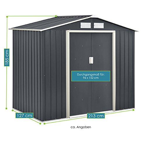 Metall Geräteschuppen Gerätehaus L mit Satteldach in anthrazit - 6