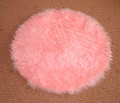 Circular classic Arran pink faux fur rug 70cm
