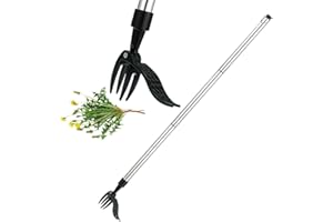 Chrrapte Unkrautstecher, 39.3in löwenzahnstecher 100cm justierbares Stand Up Unkrauthandwerkzeug mit 4-Stahlkrallen, Langer Griff Edelstahl Garten Unkrautwerkzeug für Gärten, Löwenzahn