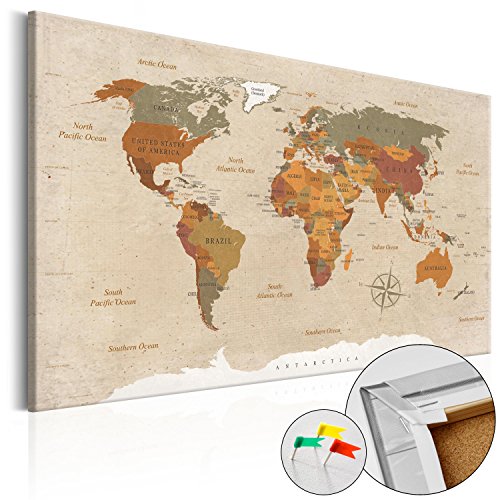 murando - Weltkarte Pinnwand 60x40 cm Bilder mit Kork Rückwand 1 Teilig Vlies Leinwandbild Korktafel Fertig Aufgespannt Wandbilder XXL Kunstdrucke Landkarte k-C-0048-p-d