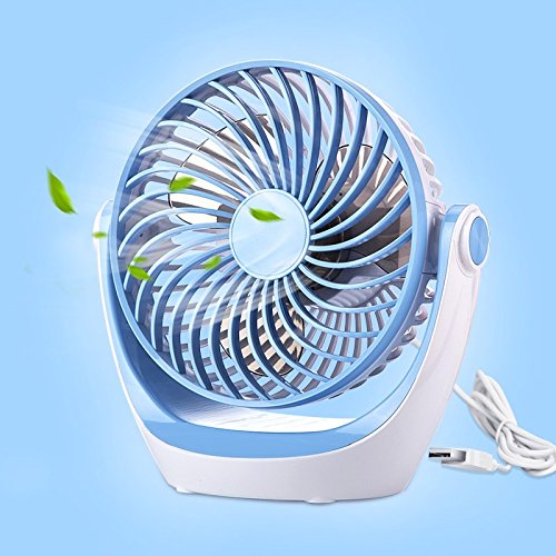 OME&QIUMEI Usb Small Fan Rechargeable Mute Portable Portable Electric Fan Student Dormitory Office Bed (16.2*9.2*16.3Cm) Usb/Lithium Battery For Sky Blue