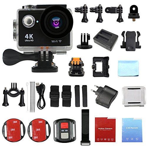 Besty Original 4K WiFi Wasserdichte Actioncam mit Doppelladegerät Action Kamera 12MP 2 Zoll Full HD 1080P 170 °Weitwinkel-Objektiv Waterproof Sportkamera Mini DV Sports Camera Camcorder mit Fernbedienung und 2 Stück Akkus Schwarz - 6