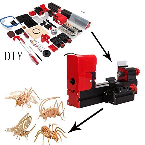 Ridgeyard 6 in 1 Mini Drehmaschine Drehbank Metalldrehbank Metalldrehmaschine DIY-Stichsäge