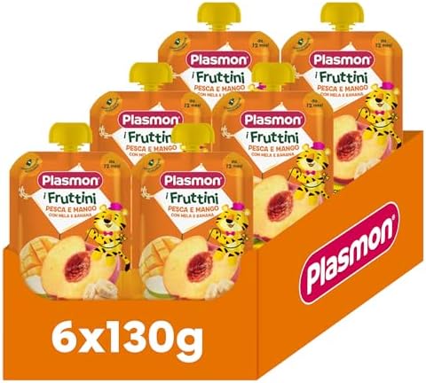 Plasmon I Fruttini - Pesca e Mango con Mela e Banana 6x130g