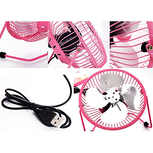 Eastlion 11 Farben-beweglicher 4-Zoll-ruhiger kühler Metallmini-USB-Ventilator,Rot - 6