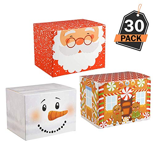 30 Pièces de Boîtes Cadeaux à Emporter pour Noël, Contient des Friandises et des Cadeaux de Noël, Parfaits pour les Dons de Cadeaux de Noël