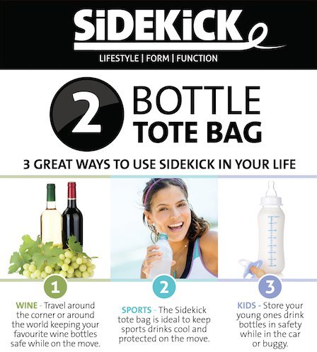 Sidekick WeinflaschenTasche, Flaschenschutzhülle, Flaschenkühler – Schwarz - 3