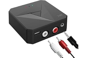 AUELEK Adattatore Bluetooth, adattatore NFC-BT, adattatore audio stereo, wireless, Bluetooth V5.0, sistema di streaming abilitato NFC, ricevitore trasmettitore per TV PC auto