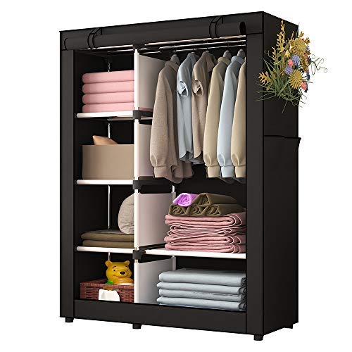UDEAR - Armario de Tela no Tejida, Organizador de Ropa, Muebles de Dormitorio, Color Negro, 105 x 45 x 170 cm