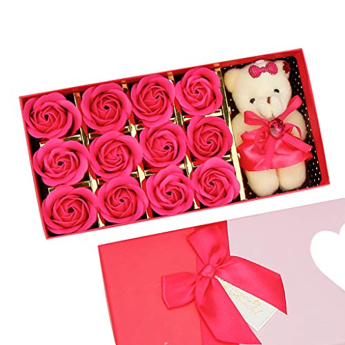 Preisvergleich Produktbild Seifenblume 12 STÜCKE Romantische Rose Seife Blume geschenkbox mit Plüschtier Spielzeug Bär Puppe Küche Haushalt Wohnen Bastel Malen Nähen Blumengestecke