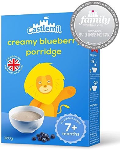 Castlemil Infant Cereals Creamy Blueberry Porridge 7 Months Plus – No Artificial Flavours or Preservatives 120g (Pack Of 4)