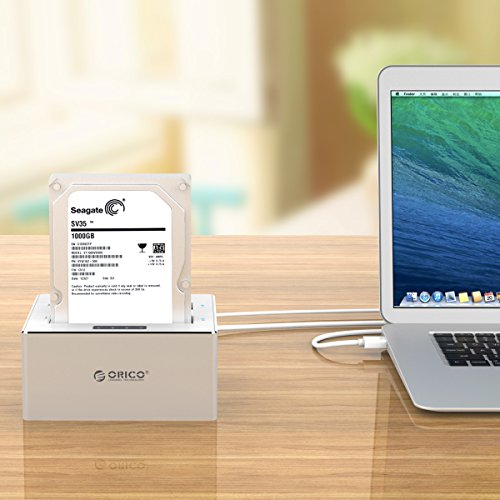 ORICO – Festplatten Dockingstation mit Offline Klon für 2,5 und 3,5 Zoll HDD SSD, Aluminium Doppel Festplattengehäuse, USB 3.0, SATA III 6Gb/s, Hochgeschwindigkeit, UASP Beschleunigung, bis zu 2 x 8 TB - 7