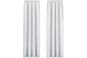 PONY DANCE Rideau Thermique - Rideau Salon Occultant Fenêtre Thermiques Rideaux et Draperies Intérieurs Chambre Fille Garçons sans Percage, Gris Blanc, L 140 x H 245 cm, 2 Pièces