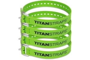 TITANSTRAPS Titan Industrial Straps - Safety Strap Set to Secure Splits, Cargo Bikes, Garden Hoses, Wood Working Projects - 70 lb. Working Load, 25" Length, Fluoro Green, 4-Pack