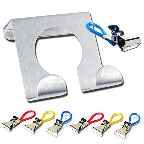 Türhaken 8er Set rostfreier Edelstahl + 8 Stück bunte Handtuch Clips in 4 Farben (8 + 8 Clips)
