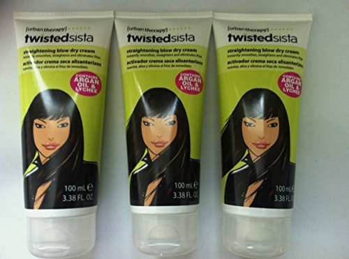 3 x Twisted Sista alisado golpe seco crema 100 ml con aceite de argán & Lychee